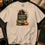 Halloween Booklover T-Shirt — "The Scariest Thing Here Is My TBR" Graphic Tee