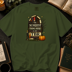Halloween Booklover T-Shirt — "The Scariest Thing Here Is My TBR" Graphic Tee