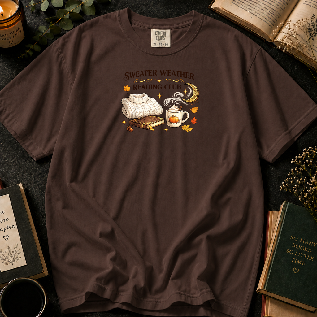 Sweater Weather Reading Club T-Shirt in Espresso, Between the Pages