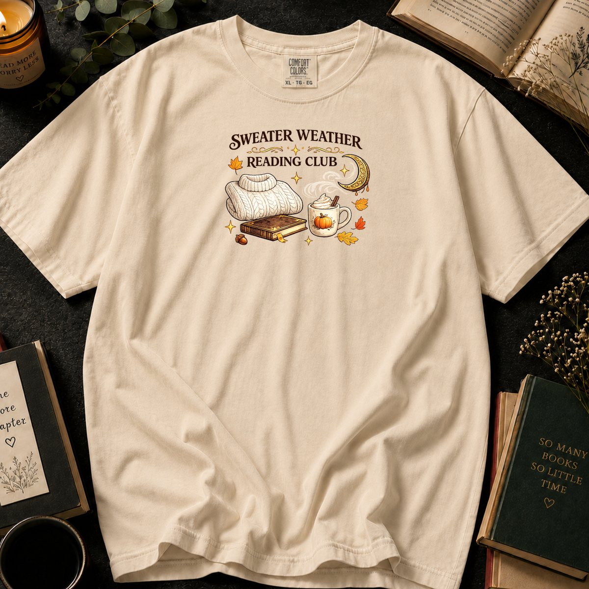 Sweater Weather Reading Club T-Shirt in Ivory, Between the Pages