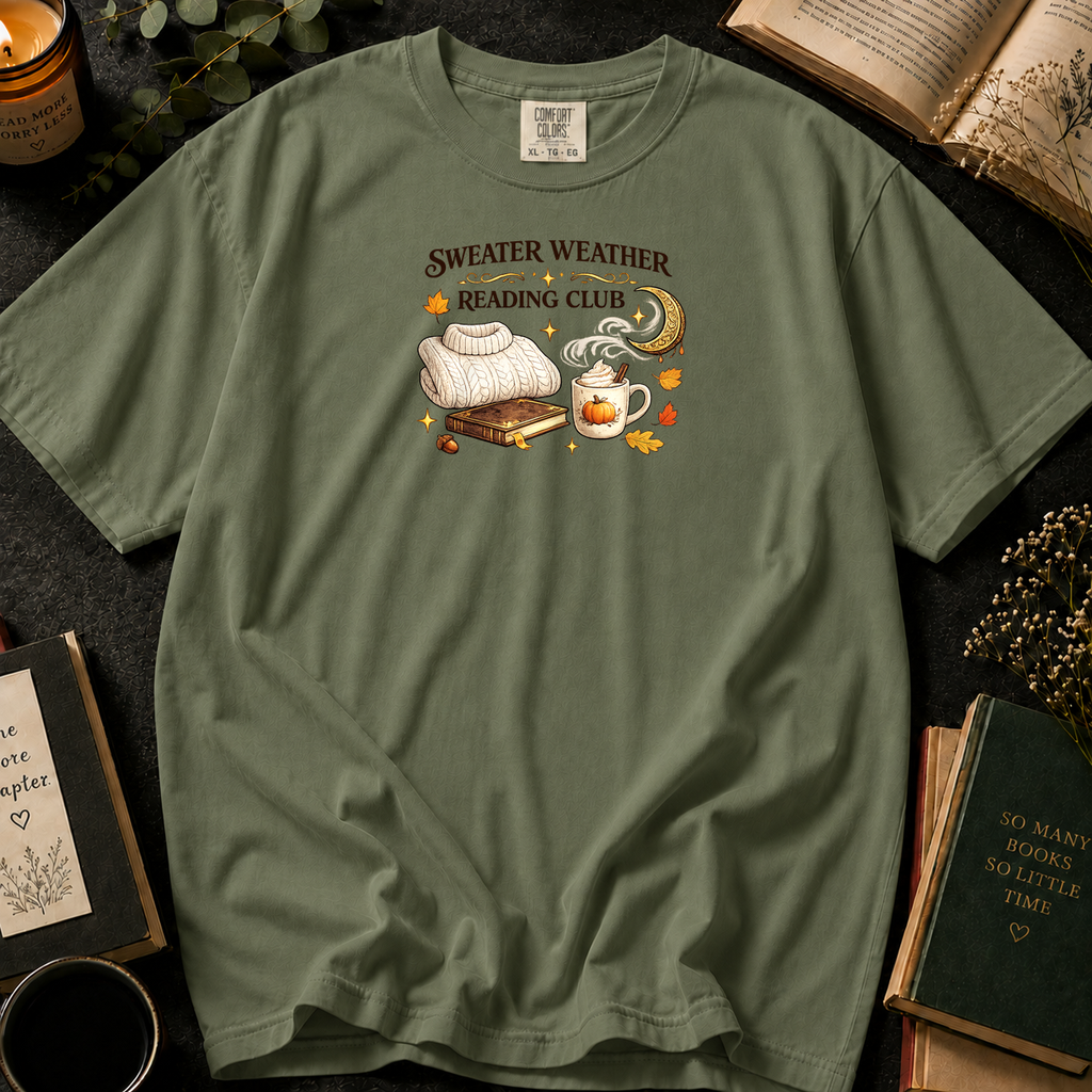 Sweater Weather Reading Club T-Shirt in Sage, Between the Pages