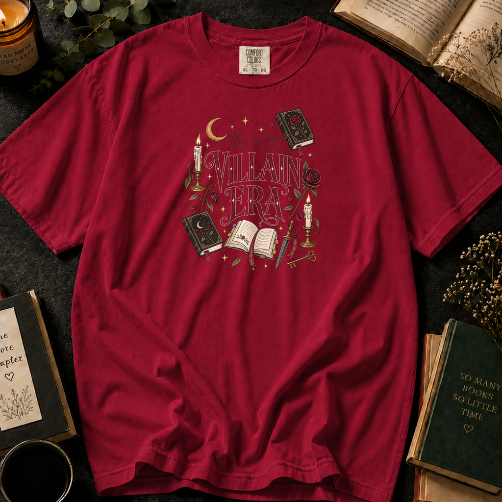 This Is My Villain Era T-Shirt in Crimson, Between the Pages