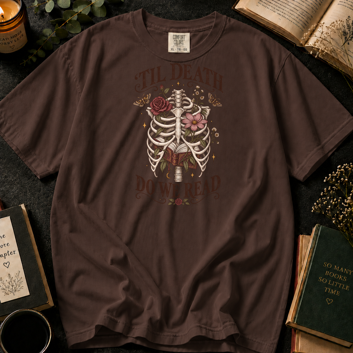 'Til Death Do We Read T-Shirt in Espresso, Between the Pages